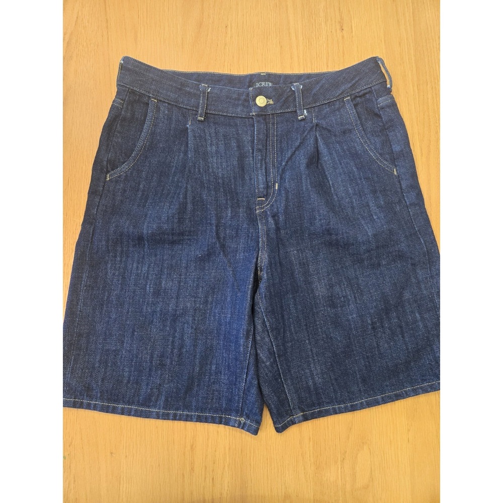 J. Crew Womens Pleated Jean Shorts Size 28 High Waisted 9" Inseam